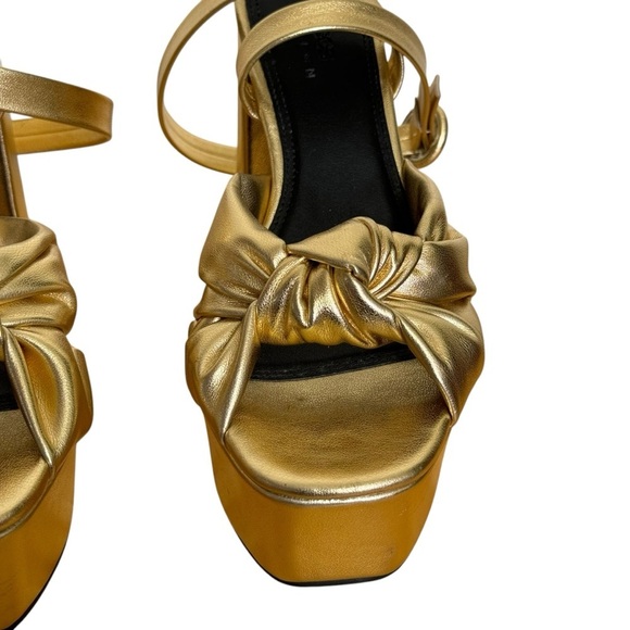 ASOS DESIGN Note knotted platform heeled sandals in gold Woman’s SZ. 4.5 - Picture 8 of 16